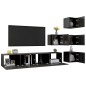 vidaXL Set Mobile TV 6 pz Grigio Lucido in Truciolato
