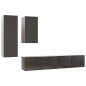 vidaXL Set Mobile TV 4 pz Grigio Lucido in Truciolato vidaXL Set Mobile TV 4 pz Grigio Lucido in Truciolato