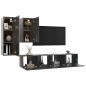 vidaXL Set Mobile TV 4 pz Grigio Lucido in Truciolato vidaXL Set Mobile TV 4 pz Grigio Lucido in Truciolato