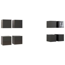 vidaXL Mobili Porta TV a Parete 8 pz Grigio Lucido 30,5x30x30 cm