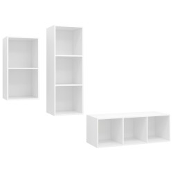 vidaXL Set Mobile TV 3 pz Bianco in Truciolato