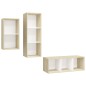 vidaXL Set Mobili TV 3 pz Bianco e Rovere Sonoma in Legno Multistrato vidaXL Set Mobili TV 3 pz Bianco e Rovere Sonoma in Legno Multistrato