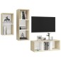 vidaXL Set Mobili TV 3 pz Bianco e Rovere Sonoma in Legno Multistrato vidaXL Set Mobili TV 3 pz Bianco e Rovere Sonoma in Legno Multistrato