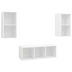 vidaXL Set Mobile TV 3 pz Bianco in Truciolato