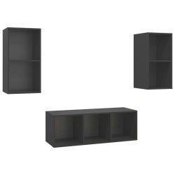 vidaXL Set Mobile TV 3 pz Grigio in Truciolato