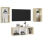 vidaXL Set Porta TV 3 pz Bianco e Rovere Sonoma in Truciolato vidaXL Set Porta TV 3 pz Bianco e Rovere Sonoma in Truciolato
