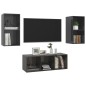 vidaXL Set Mobile TV 3 pz Grigio Lucido in Truciolato vidaXL Set Mobile TV 3 pz Grigio Lucido in Truciolato