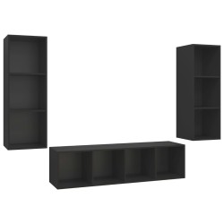 vidaXL Set Mobile TV 3 pz Nero in Truciolato