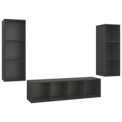 vidaXL Set Porta TV 3 pz Grigio in Truciolato