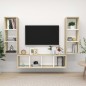 vidaXL Set Porta TV 3 pz Bianco e Rovere Sonoma in Truciolato vidaXL Set Porta TV 3 pz Bianco e Rovere Sonoma in Truciolato