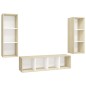 vidaXL Set Porta TV 3 pz Bianco e Rovere Sonoma in Truciolato vidaXL Set Porta TV 3 pz Bianco e Rovere Sonoma in Truciolato