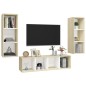 vidaXL Set Porta TV 3 pz Bianco e Rovere Sonoma in Truciolato vidaXL Set Porta TV 3 pz Bianco e Rovere Sonoma in Truciolato
