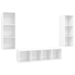 vidaXL Set Mobile TV 3 pz Bianco Lucido in Truciolato
