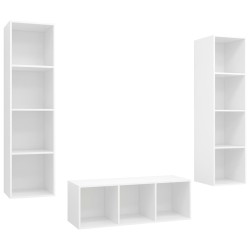 vidaXL Set Mobile TV 3 pz Bianco in Truciolato