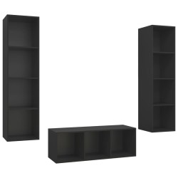 vidaXL Set Mobile TV 3 pz Nero in Truciolato