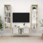 vidaXL Set Porta TV 3 pz Bianco e Rovere Sonoma in Truciolato vidaXL Set Porta TV 3 pz Bianco e Rovere Sonoma in Truciolato