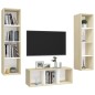 vidaXL Set Porta TV 3 pz Bianco e Rovere Sonoma in Truciolato vidaXL Set Porta TV 3 pz Bianco e Rovere Sonoma in Truciolato