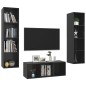 vidaXL Set Mobile TV 3 pz Nero Lucido in Truciolato vidaXL Set Mobile TV 3 pz Nero Lucido in Truciolato