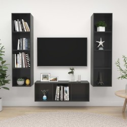 vidaXL Set Mobile TV 3 pz Grigio Lucido in Truciolato