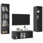 vidaXL Set Mobile TV 3 pz Grigio Lucido in Truciolato