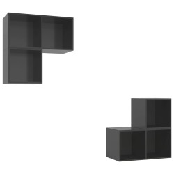 vidaXL Set Mobile TV 4 pz Grigio Lucido in Truciolato