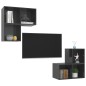 vidaXL Set Mobile TV 4 pz Grigio Lucido in Truciolato vidaXL Set Mobile TV 4 pz Grigio Lucido in Truciolato