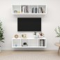 vidaXL Mobile TV a Parete 2 pz Bianco in Truciolato vidaXL Mobile TV a Parete 2 pz Bianco in Truciolato