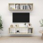 vidaXL Mobile TV a Parete 2 pz Bianco e Rovere Sonoma in Truciolato vidaXL Mobile TV a Parete 2 pz Bianco e Rovere Sonoma in Truciolato