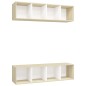 vidaXL Mobile TV a Parete 2 pz Bianco e Rovere Sonoma in Truciolato vidaXL Mobile TV a Parete 2 pz Bianco e Rovere Sonoma in Truciolato
