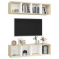 vidaXL Mobile TV a Parete 2 pz Bianco e Rovere Sonoma in Truciolato vidaXL Mobile TV a Parete 2 pz Bianco e Rovere Sonoma in Truciolato