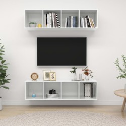 vidaXL Mobile TV a Parete 2 pz Bianco Lucido in Truciolato