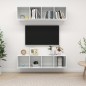 vidaXL Mobile TV a Parete 2 pz Bianco Lucido in Truciolato vidaXL Mobile TV a Parete 2 pz Bianco Lucido in Truciolato