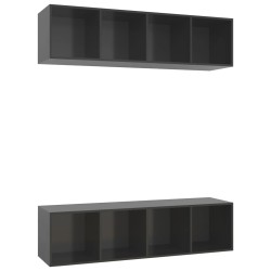 vidaXL Mobili TV a Parete 2 pz Grigio Lucido in Truciolato