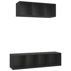 vidaXL Set Mobile TV 2 pz Nero in Truciolato