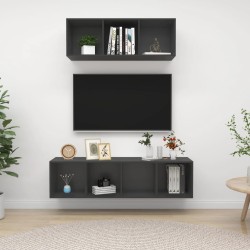 vidaXL Set Porta TV 2 pz in Truciolato Grigio 