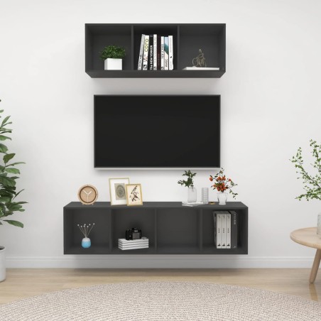 vidaXL Set Porta TV 2 pz in Truciolato Grigio 