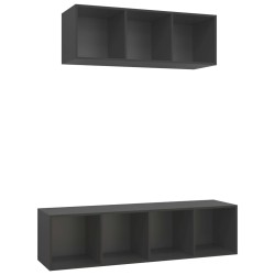 vidaXL Set Porta TV 2 pz in Truciolato Grigio 
