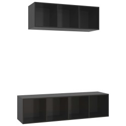 vidaXL Set Mobile TV 2 pz Nero Lucido in Truciolato