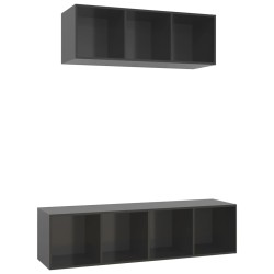 vidaXL Set Mobile TV 2 pz Grigio Lucido in Truciolato