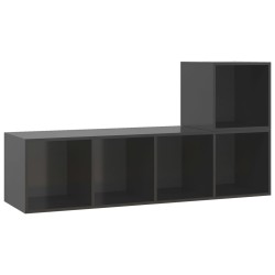 vidaXL Set Mobile TV 2 pz Grigio Lucido in Truciolato