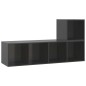 vidaXL Set Mobile TV 2 pz Grigio Lucido in Truciolato vidaXL Set Mobile TV 2 pz Grigio Lucido in Truciolato