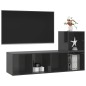 vidaXL Set Mobile TV 2 pz Grigio Lucido in Truciolato vidaXL Set Mobile TV 2 pz Grigio Lucido in Truciolato