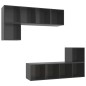 vidaXL Set Mobile TV 4 pz Grigio Lucido in Truciolato vidaXL Set Mobile TV 4 pz Grigio Lucido in Truciolato