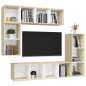 vidaXL Set Porta TV 4 pz Bianco e Rovere Sonoma in Truciolato vidaXL Set Porta TV 4 pz Bianco e Rovere Sonoma in Truciolato