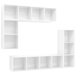 vidaXL Set di Mobili Porta TV 4 pz Bianco Lucido in Legno Multistrato