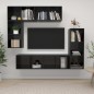 vidaXL Set Mobile TV 4 pz Nero Lucido in Truciolato vidaXL Set Mobile TV 4 pz Nero Lucido in Truciolato