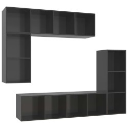 vidaXL Set Mobile TV 4 pz Grigio Lucido in Truciolato