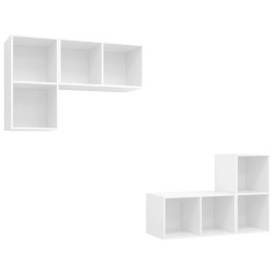 vidaXL Mobili TV a Parete 4 pz Bianco in Legno Multistrato