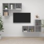 vidaXL Mobile TV a Parete 4 pz Grigio Cemento in Truciolato vidaXL Mobile TV a Parete 4 pz Grigio Cemento in Truciolato
