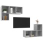 vidaXL Mobile TV a Parete 4 pz Grigio Cemento in Truciolato vidaXL Mobile TV a Parete 4 pz Grigio Cemento in Truciolato